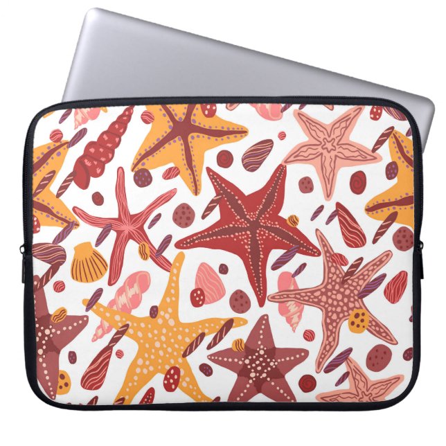 Starfish Muscheln: Skandinavisches Meeresmuster Laptopschutzhülle (Vorderseite)