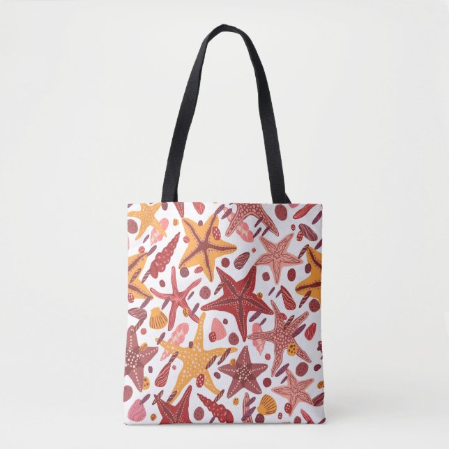 Starfish Muscheln: Skandinavisches Meeresmuster Tasche (Vorderseite)