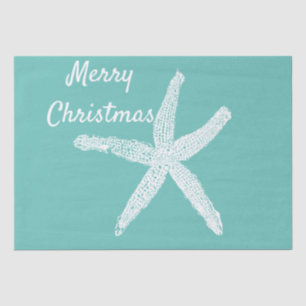 Starfish Muster Aquamarin White Beach Frohe Weihna Seidenpapier