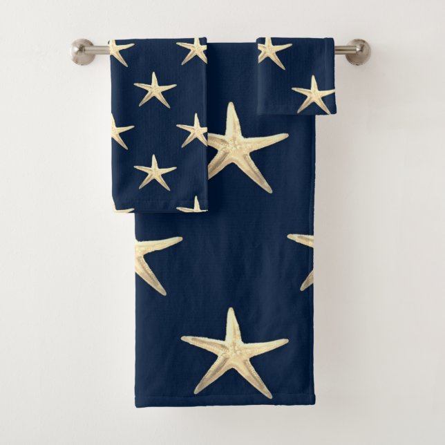 Starfish Muster auf festem Hintergrund Badhandtuch Set (Insitu)
