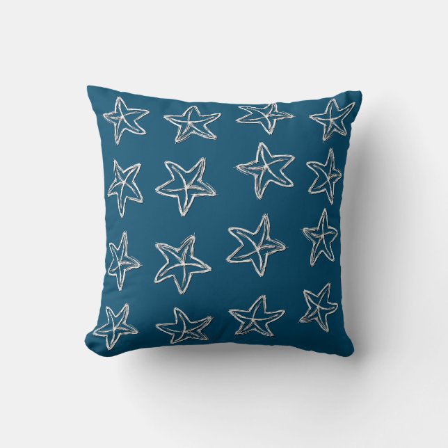 Starfish Muster in Ozeanblau Kissen (Vorderseite)