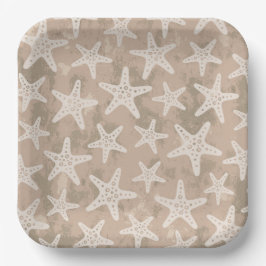 Starfish Muster Sand Beige Pappteller