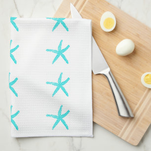 Starfish Muster Sky Blue White Beach Geschirrtuch
