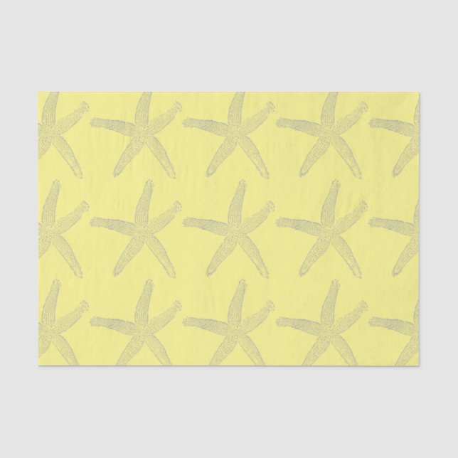 Starfish Muster Strand Küste Gelb Farbe Seidenpapier (Vorderseite)