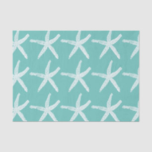 Starfish Muster White Aquamarin Blue Beach Nautica Seidenpapier