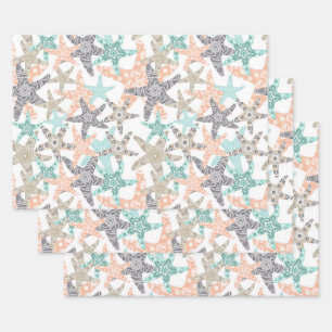 Starfish Nahtloses Muster-Wrapping Paper-Set Geschenkpapier Set