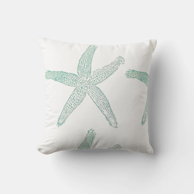 Starfish Nautic Beach Aquamarin Sea Green Blue Kissen (Vorderseite)