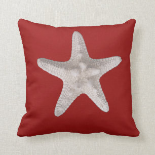 Starfish Nautical Beach Red Throw Kissen