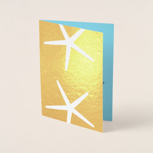 Starfish Nautical Blue White Beach 2023 Wedding Folienkarte (Vorderseite)