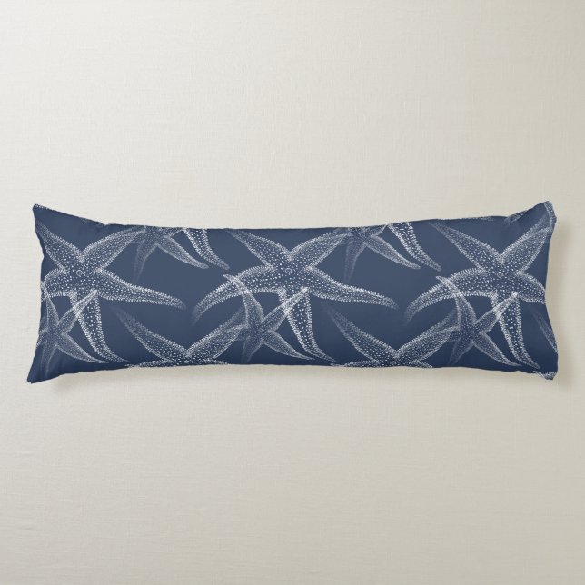 Starfish Navy Blue Beach Body Pillow Seitenschläferkissen (Vorderseite)