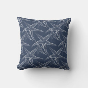 Starfish Navy Blue Beach Throw Kissen