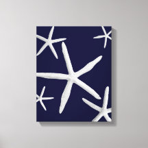 Starfish Navy Blue & White Beach Fine Art