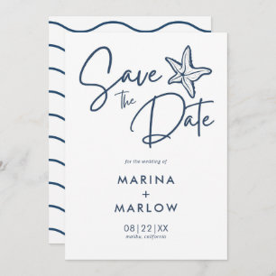 Starfish Navy & White Wave Save The Date