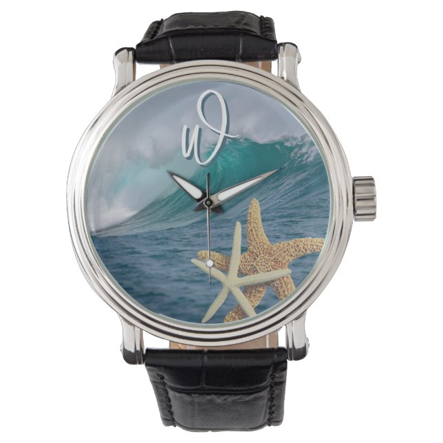 Starfish Ocean Wave Single Erstbeobachtung Armbanduhr (Vorderseite)