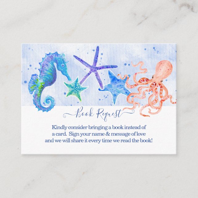 Starfish Octopus Seepferd Beach Boy Babydusche Begleitkarte (Vorderseite)