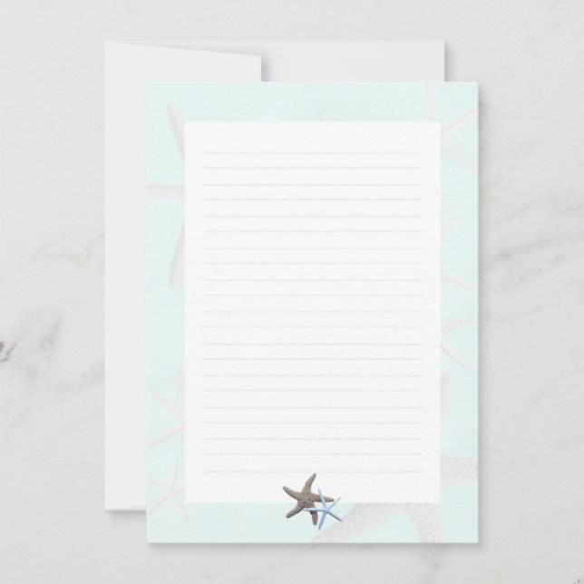 Starfish on Light Blue, Lined Blank Note Cards Mitteilungskarte (Vorderseite)