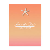 Starfish Orange & Pink Beach Summer Save the Date