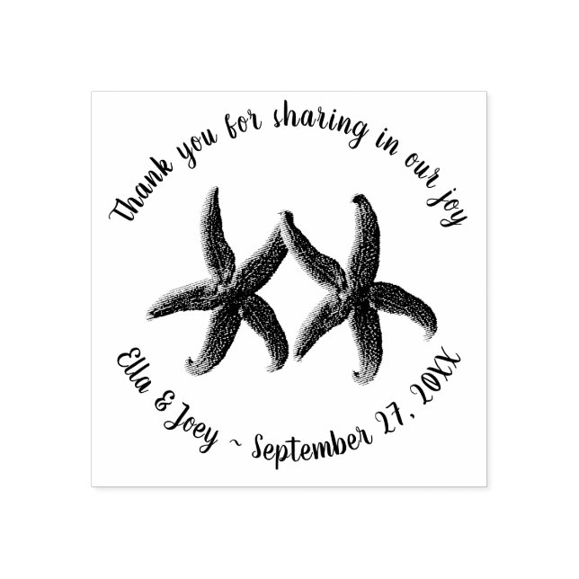 Starfish Paar Wedding Thank You Rubber Stamp Gummistempel (Prägung)