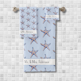 Starfish Pattern Beach House Kundenname Badhandtuch Set