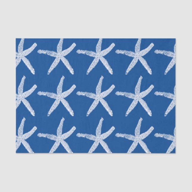 Starfish Pattern Beach Nautic Coastary Navy Blue Seidenpapier (Vorderseite)