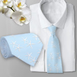 Starfish Pattern Pale Blue Beach Groom Neck Tie Krawatte<br><div class="desc">Blass-blaue Seesterne-Krawatte. Weiße Seesterne bilden ein Muster über der Baby-blauen Farbe.</div>