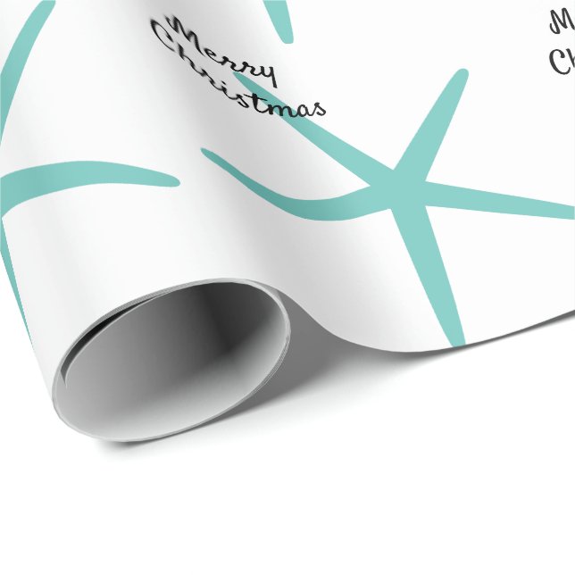 Starfish Patterns Aquamarin Beach Frohe Weihnachte Geschenkpapier (Rolleneckpunkt)