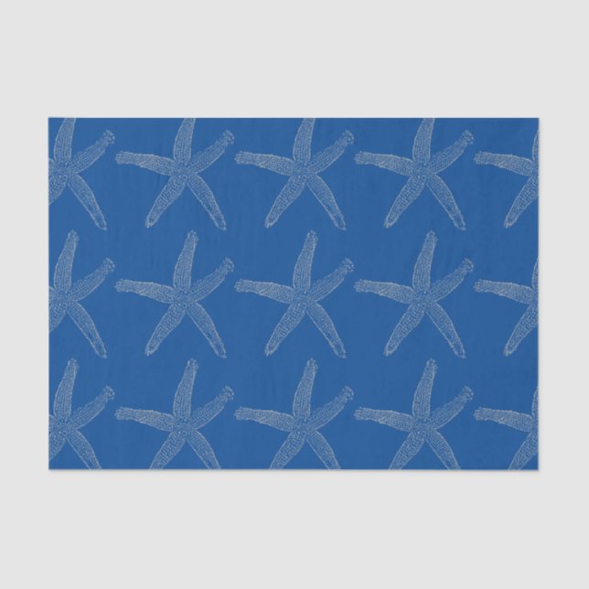 Starfish Patterns Beach Coastal Navy Custom Seidenpapier (Vorderseite)