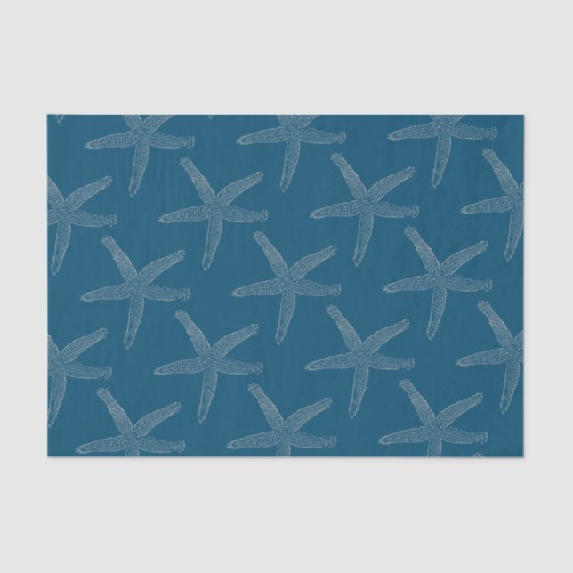 Starfish Patterns Beach Coastal Ocean Blue Custom Seidenpapier (Vorderseite)