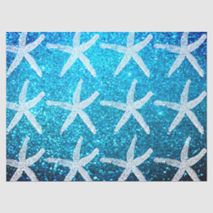 Starfish Patterns Nautical Beach Glitzer Blau Nied Seidenpapier
