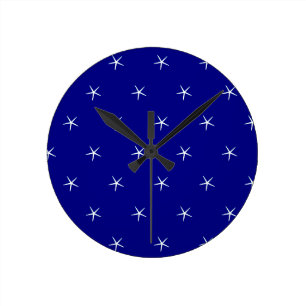 Starfish Patterns Navy Custom Nautical Gift Runde Wanduhr