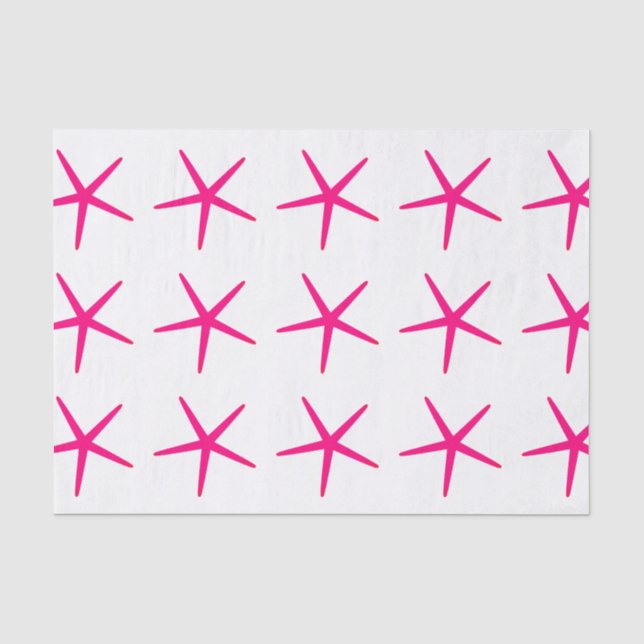 Starfish Patterns Pink White Beach Nautical Niedli Seidenpapier (Vorderseite)