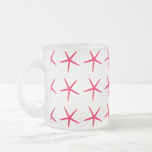 Starfish Patterns Pink White Nautical Cute Gift Mattglastasse (Links)