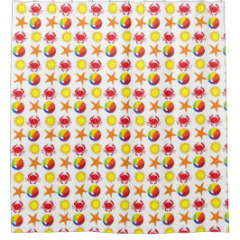 Starfish Rainbow Beach Ball Sun Crab Sommer Duschvorhang