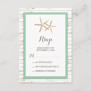 Starfish rehabilitiertes hölzernes Strand-Hochzeit RSVP Karte