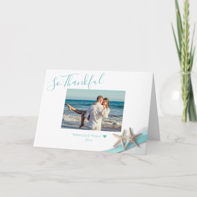 Starfish Ribbon and Lace Dankbar mit Foto Danke (Vorderseite)