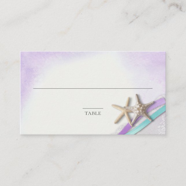 Starfish Ribbon Orchid und Türkis Platzkarte (Vorderseite)