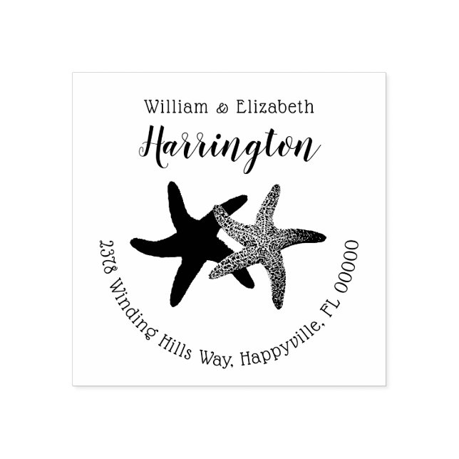 Starfish Rücksendeadresse Tinte Briefmarke Gummistempel (Prägung)