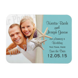 Starfish Rustic Aqua Blue Save the Date Foto Magnet