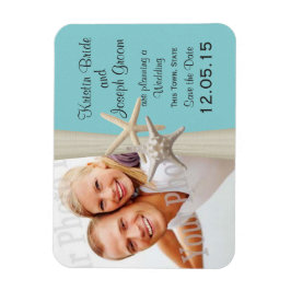 Starfish Rustic Aqua Blue Save the Date Foto Magnet
