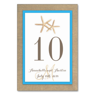 Starfish Rustic Burlap Beach Tropical Wedding Tischnummer