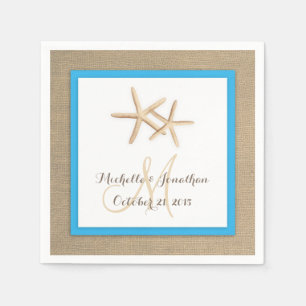 Starfish Rustic Burlap Beach Wedkin Napkin Serviette