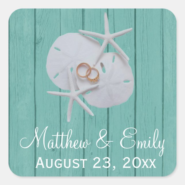 Starfish Sand Dollar Gastgeschenk Hochzeit Sticker (Vorderseite)