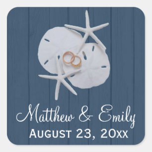 Starfish-Sand-Dollar-Gastgeschenk Quadratischer Aufkleber