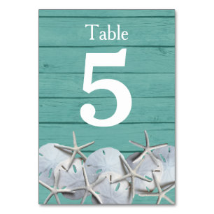 Starfish Sand Dollar Mariage Tableau Numéro Cartes