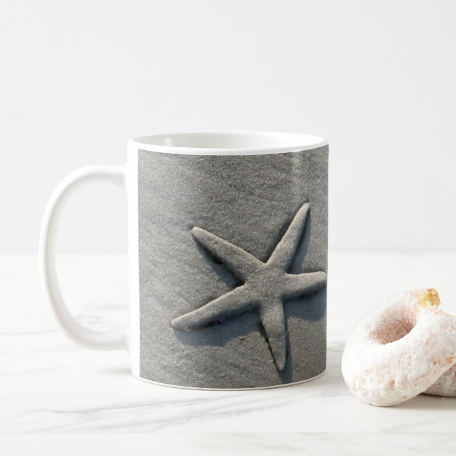 Starfish Sand Ocean Beach Foto Kaffeetasse (Mit Donut)