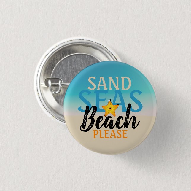 Starfish Sand Seas Beach Button (Vorne & Hinten)