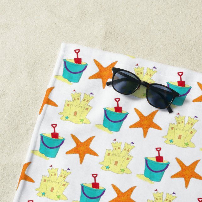 Starfish Sandcastle Beach Pail Sommerferien Toy Strandtuch (Beispiel)