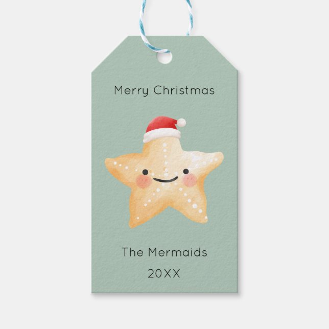Starfish Santa Merry Weihnachten Geschenkanhänger (Vorderseite)