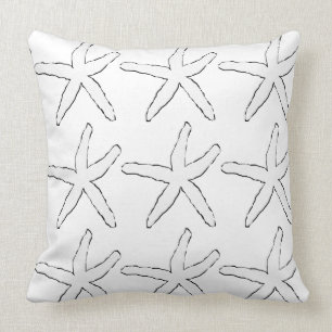 Starfish Schwarz-weiße Muster Elegante Strandwoll Kissen