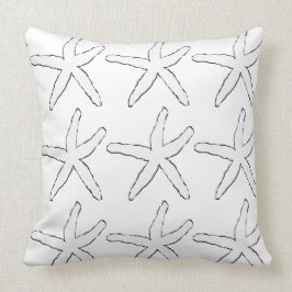 Starfish Schwarz-weiße Muster Elegante Strandwolle Kissen